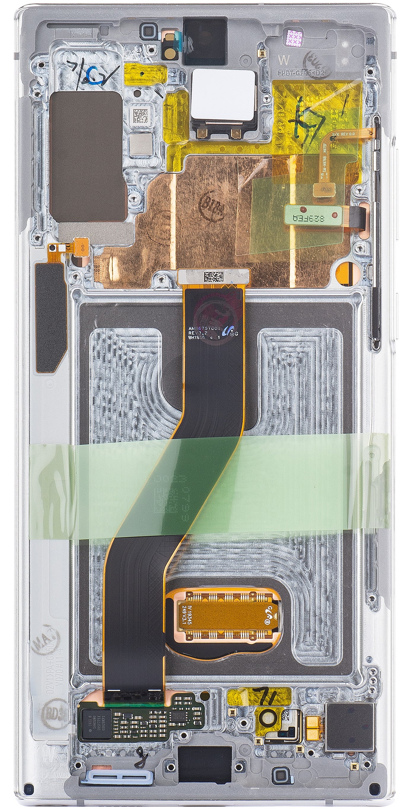 Berøringsskjerm Samsung Galaxy Note 10+ 5G N976 / Note 10+ N975, med ramme, hvit, servicepakke GH82-20838B