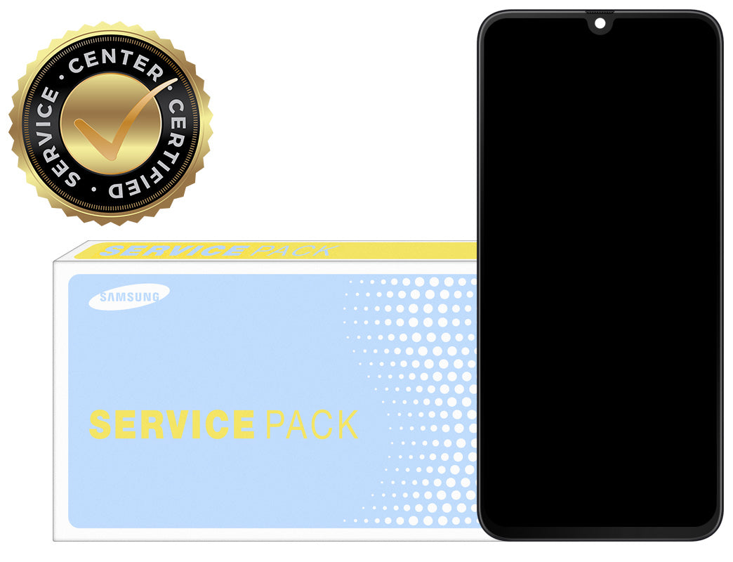 Display med berøringsskjerm Samsung Galaxy A70 A705, med ramme, svart, servicepakke GH82-19747A