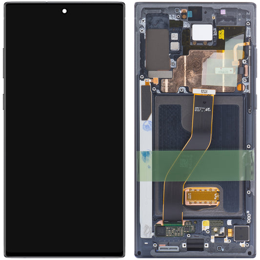 Berøringsskjerm Samsung Galaxy Note 10+ 5G N976 / Note 10+ N975, med ramme, svart (Aura Black), servicepakke GH82-20838A