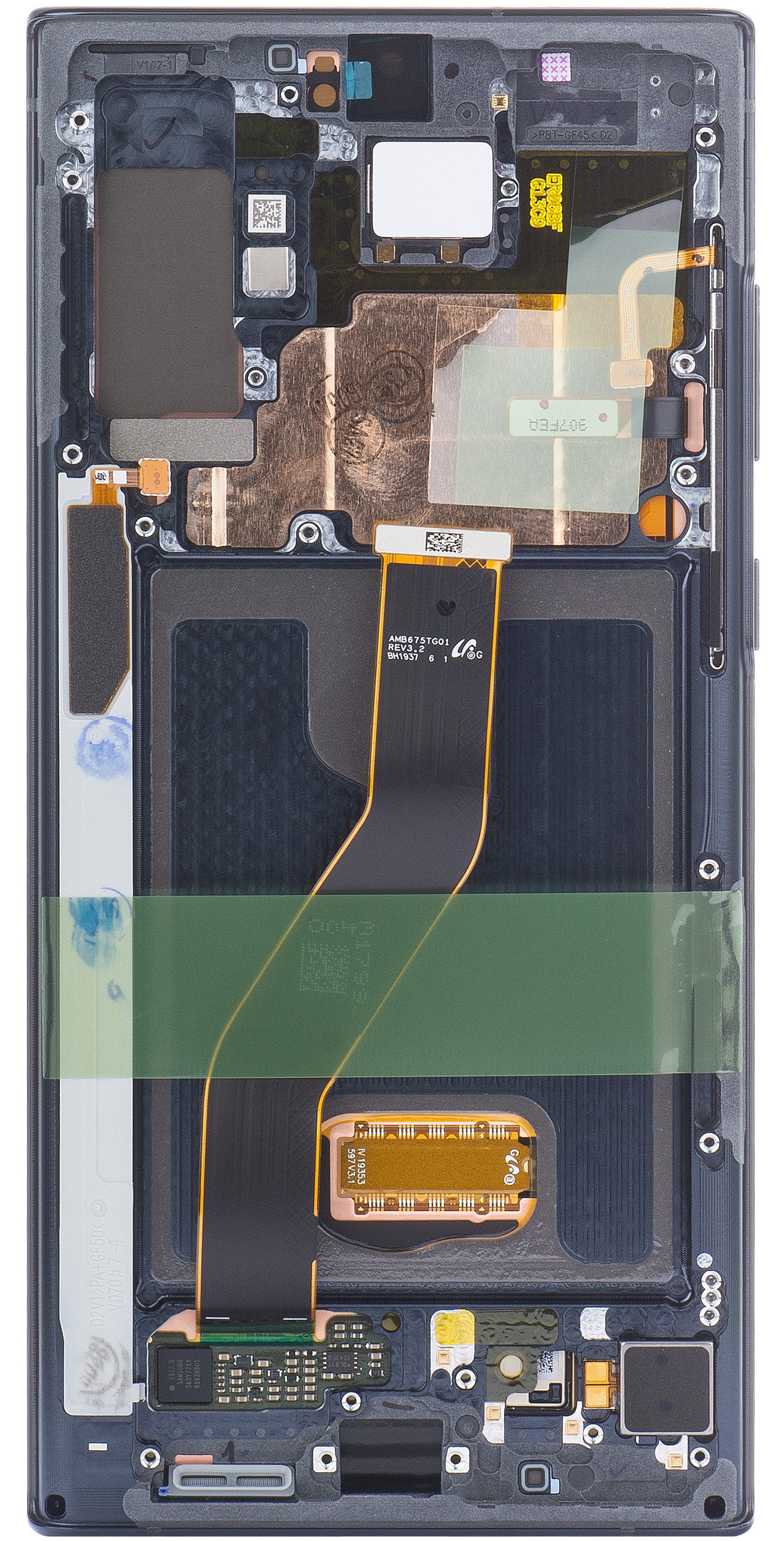 Berøringsskjerm Samsung Galaxy Note 10+ 5G N976 / Note 10+ N975, med ramme, svart (Aura Black), servicepakke GH82-20838A