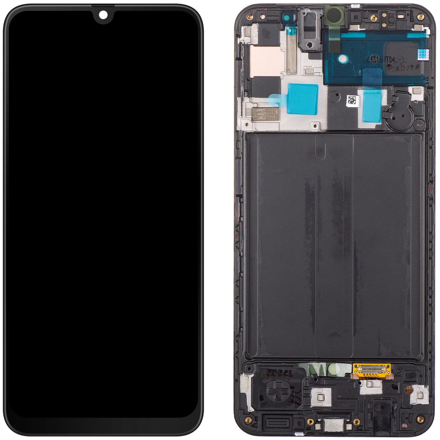 Berøringsskjerm Samsung Galaxy A50 A505, med ramme, svart, servicepakke GH82-19204A