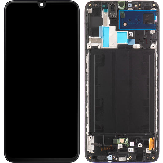 Display med berøringsskjerm Samsung Galaxy A70 A705, med ramme, svart, servicepakke GH82-19747A