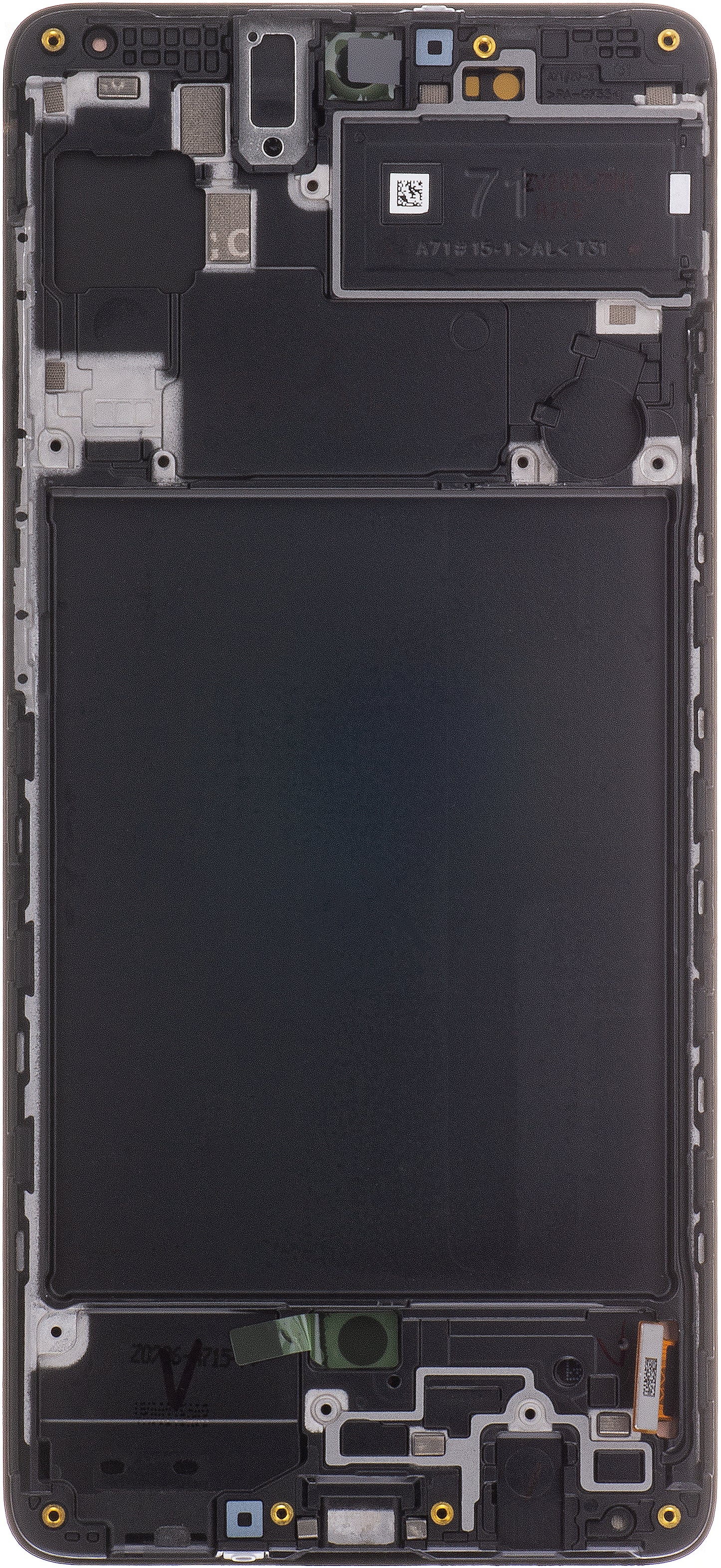 Berøringsskjerm Samsung Galaxy A71 A715, med ramme, svart, servicepakke GH82-2215152A