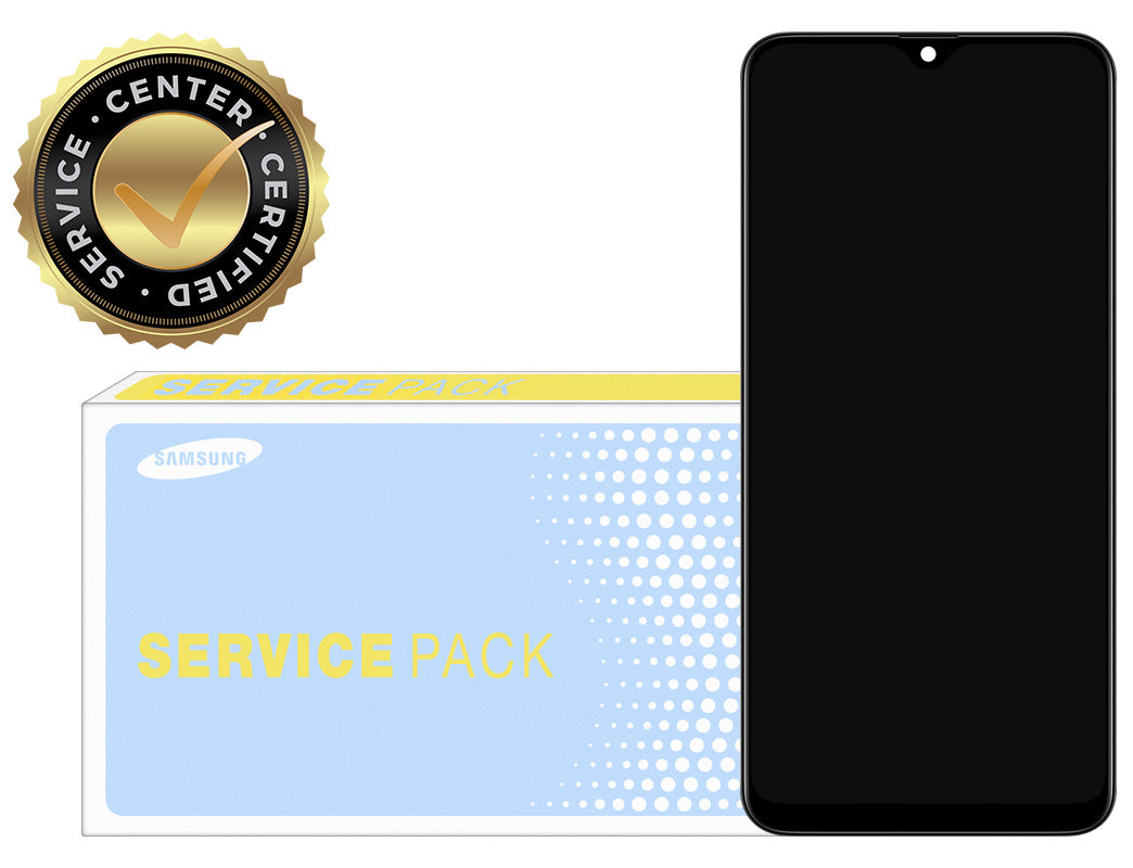 Samsung Galaxy Galaxy A30s A307 berøringsskjerm med ramme, svart, servicepakke GH82-2111190A