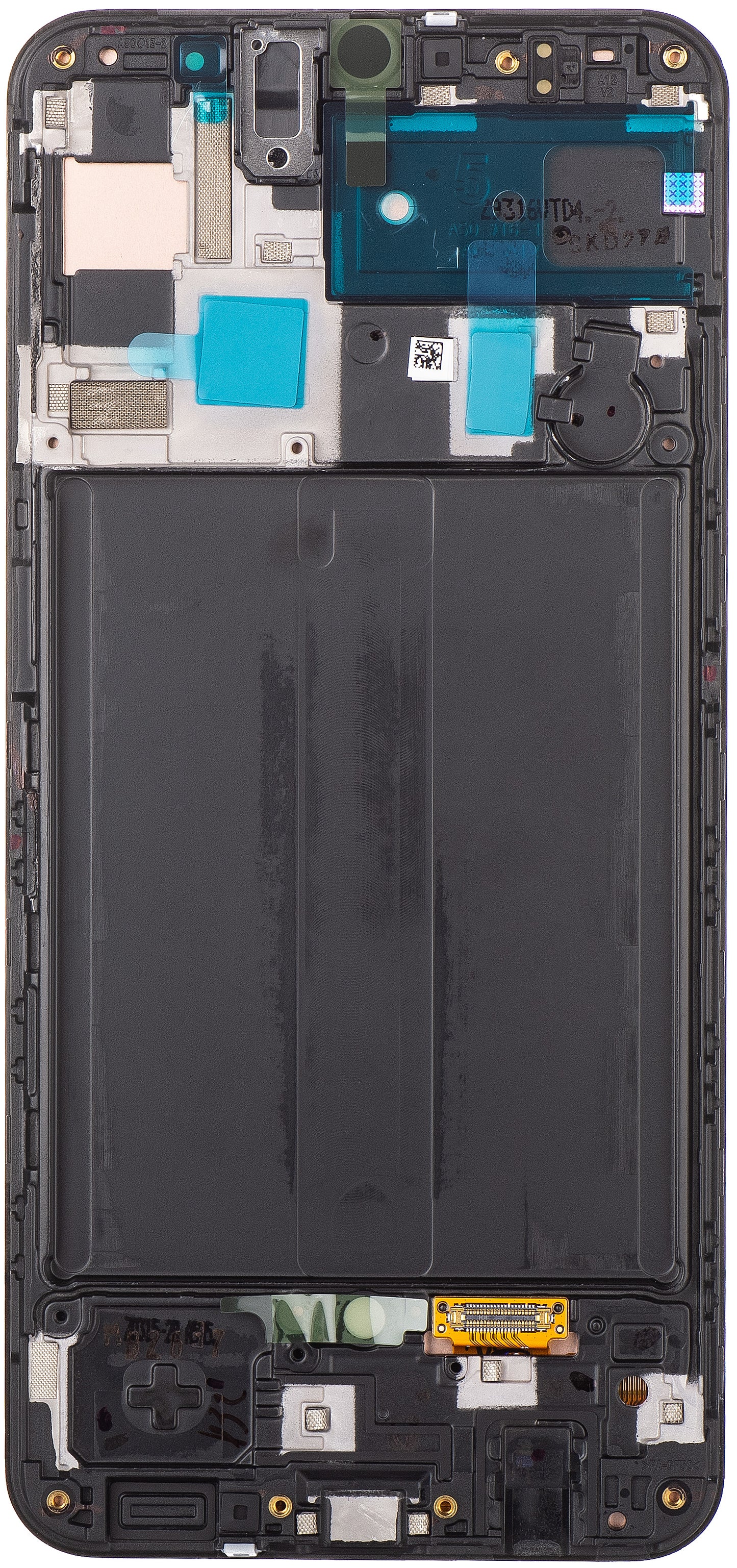 Berøringsskjerm Samsung Galaxy A50 A505, med ramme, svart, servicepakke GH82-19204A