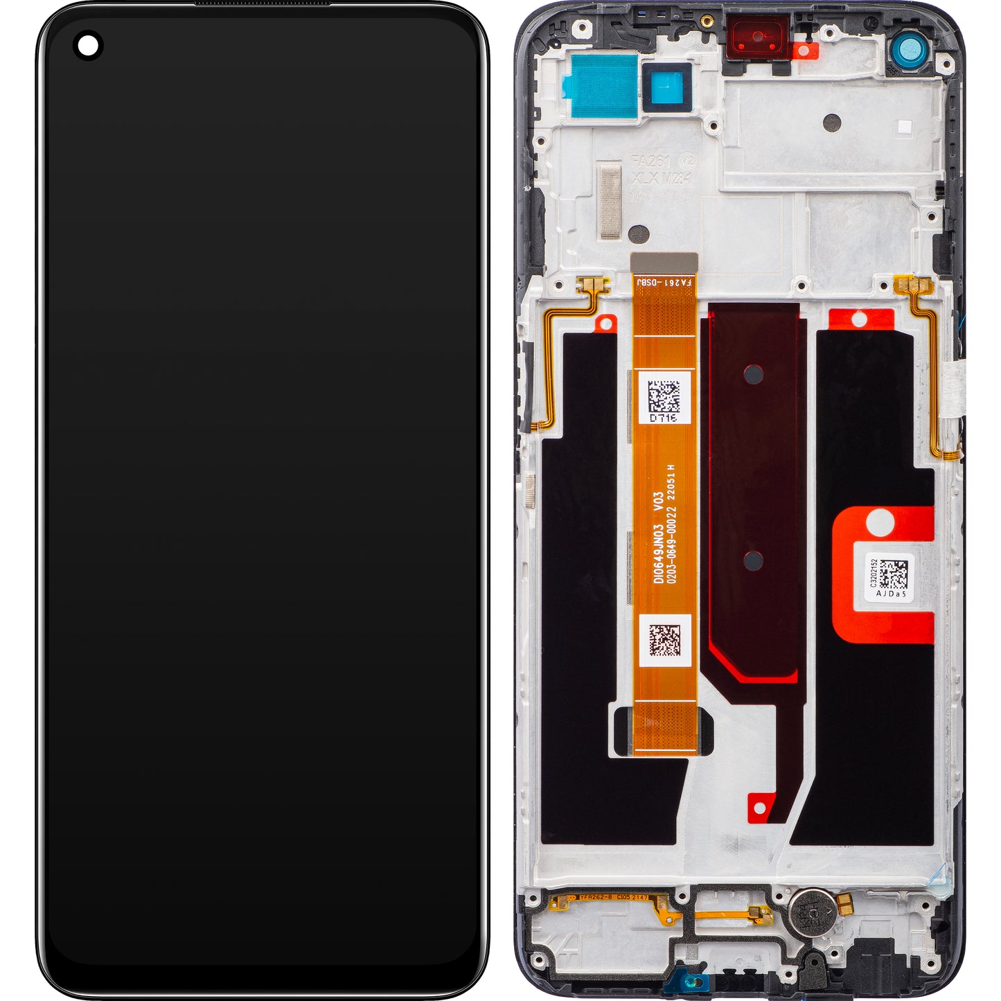Berøringsskjerm Oppo A74 5G / A54 5G, med ramme, svart, Service Pack 4906219