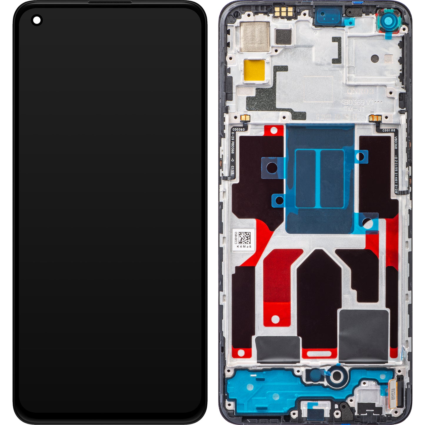 Berøringsskjerm Oppo K9 / Find X3 Lite / Reno5 5G, med ramme, svart, Service Pack 4905997