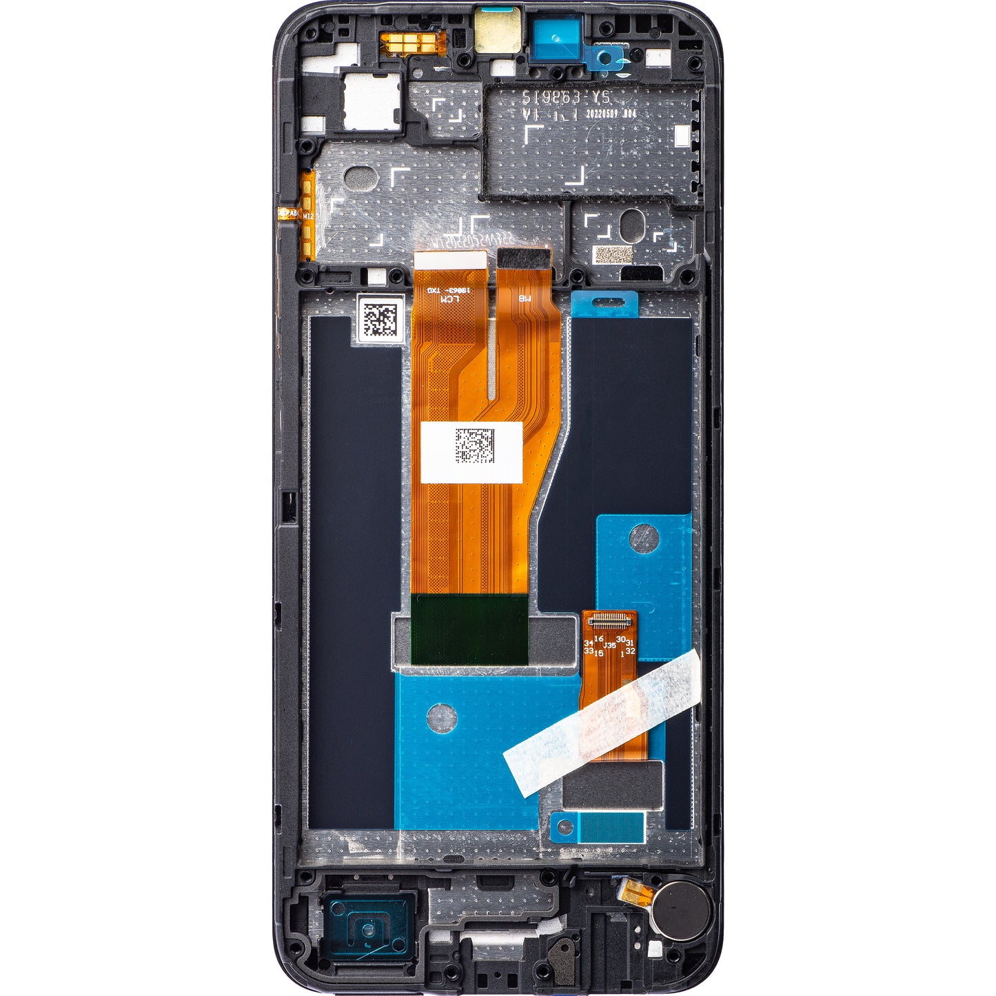 Berøringsskjerm Realme C30 / Narzo 50i Prime, med ramme, svart, Servicepakke 4130279