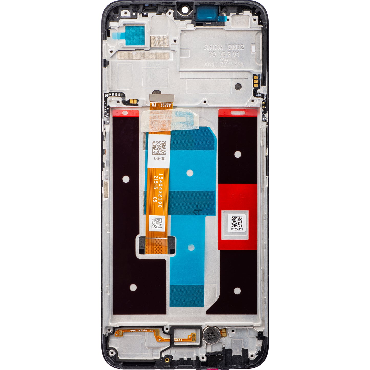 Berøringsskjerm Realme Narzo 50A Prime / C35, med ramme, svart, servicepakke 4130056