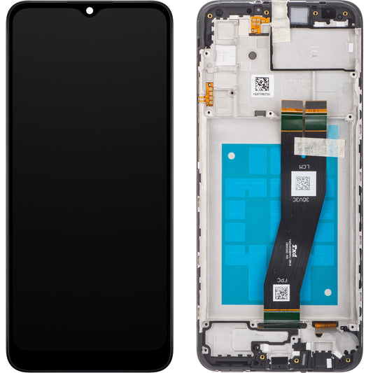 Berøringsskjerm Samsung Galaxy Galaxy A02s A025G, med ramme, svart, Service Pack GH81-20181A