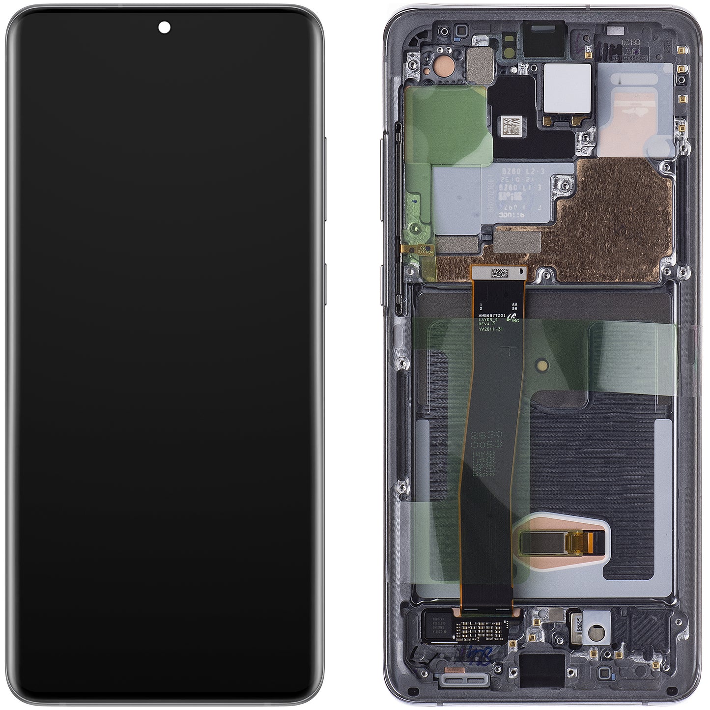 Berøringsskjerm Samsung Galaxy S20 Ultra 5G G988 / S20 Ultra G988, med ramme, grå, servicepakke GH82-26032B