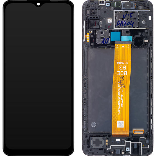 Berøringsskjerm Samsung Galaxy A12 Nacho A127, med ramme, svart, servicepakke GH82-26486A