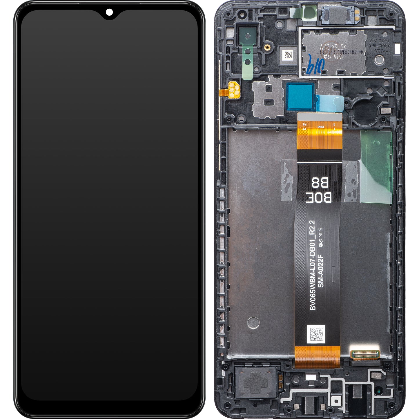 Samsung Galaxy Galaxy A02 A022 berøringsskjerm med ramme, svart, servicepakke GH82-2524249A