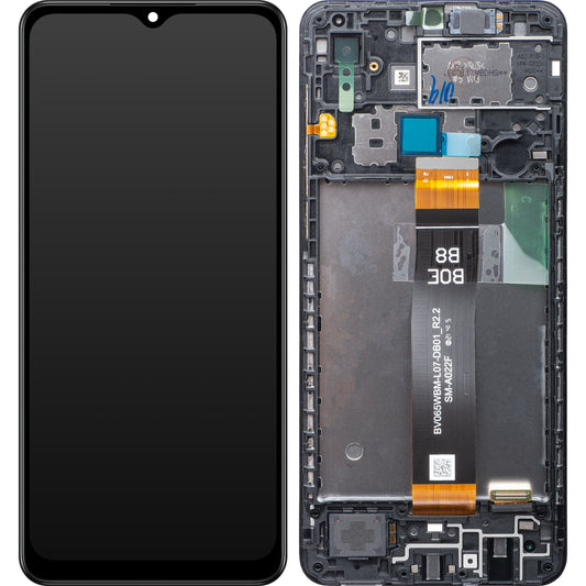 Samsung Galaxy Galaxy A02 A022 berøringsskjerm med ramme, svart, servicepakke GH82-2524249A