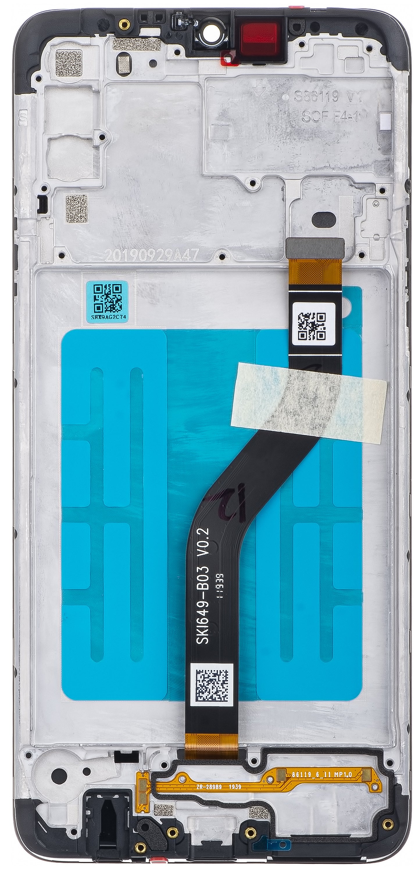 Samsung Galaxy Galaxy A20s A207 berøringsskjerm med ramme, svart, servicepakke GH81-1777474A