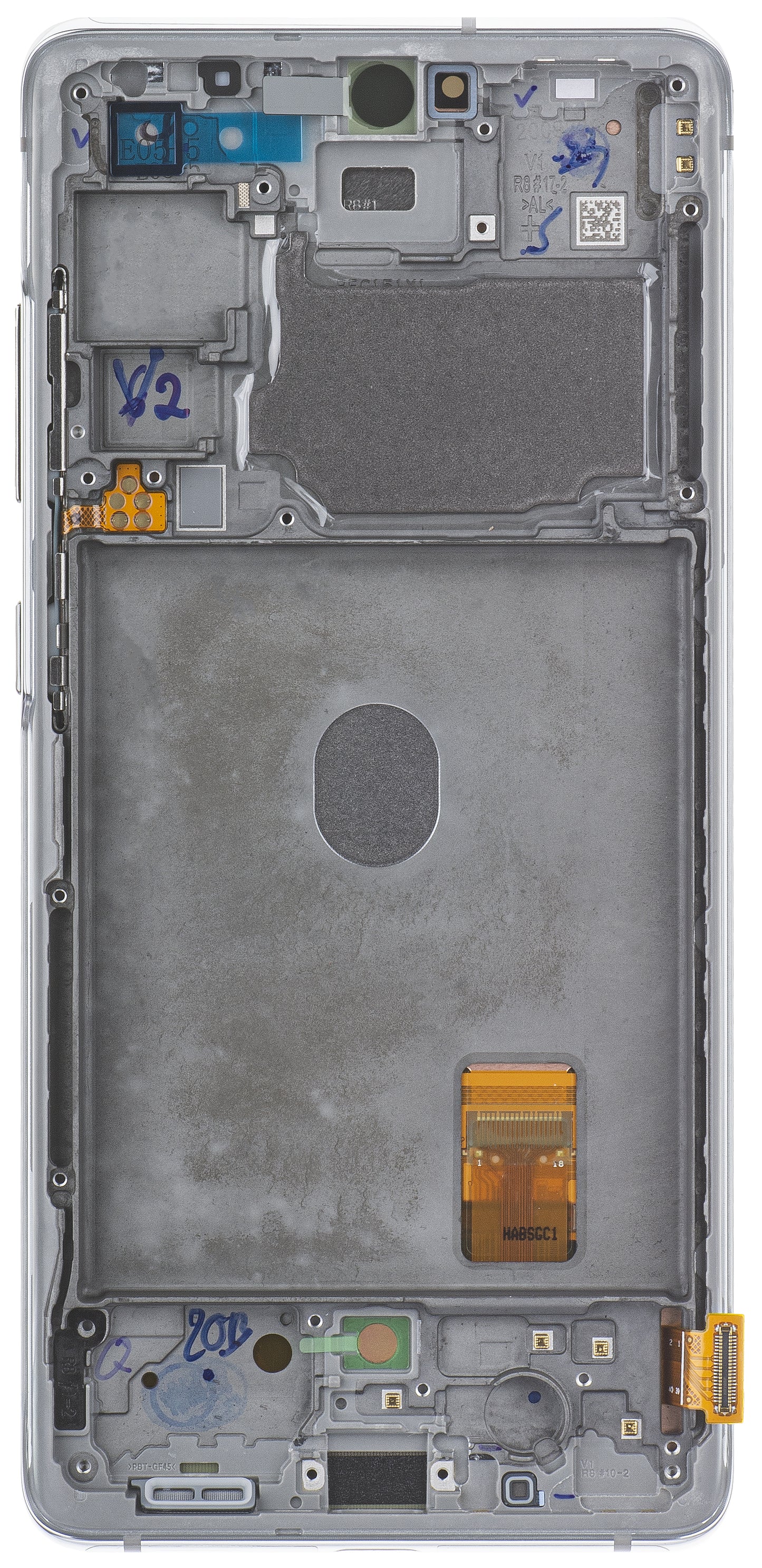 Berøringsskjerm Samsung Galaxy S20 FE G780, med ramme, hvit, servicepakke GH82-24220B