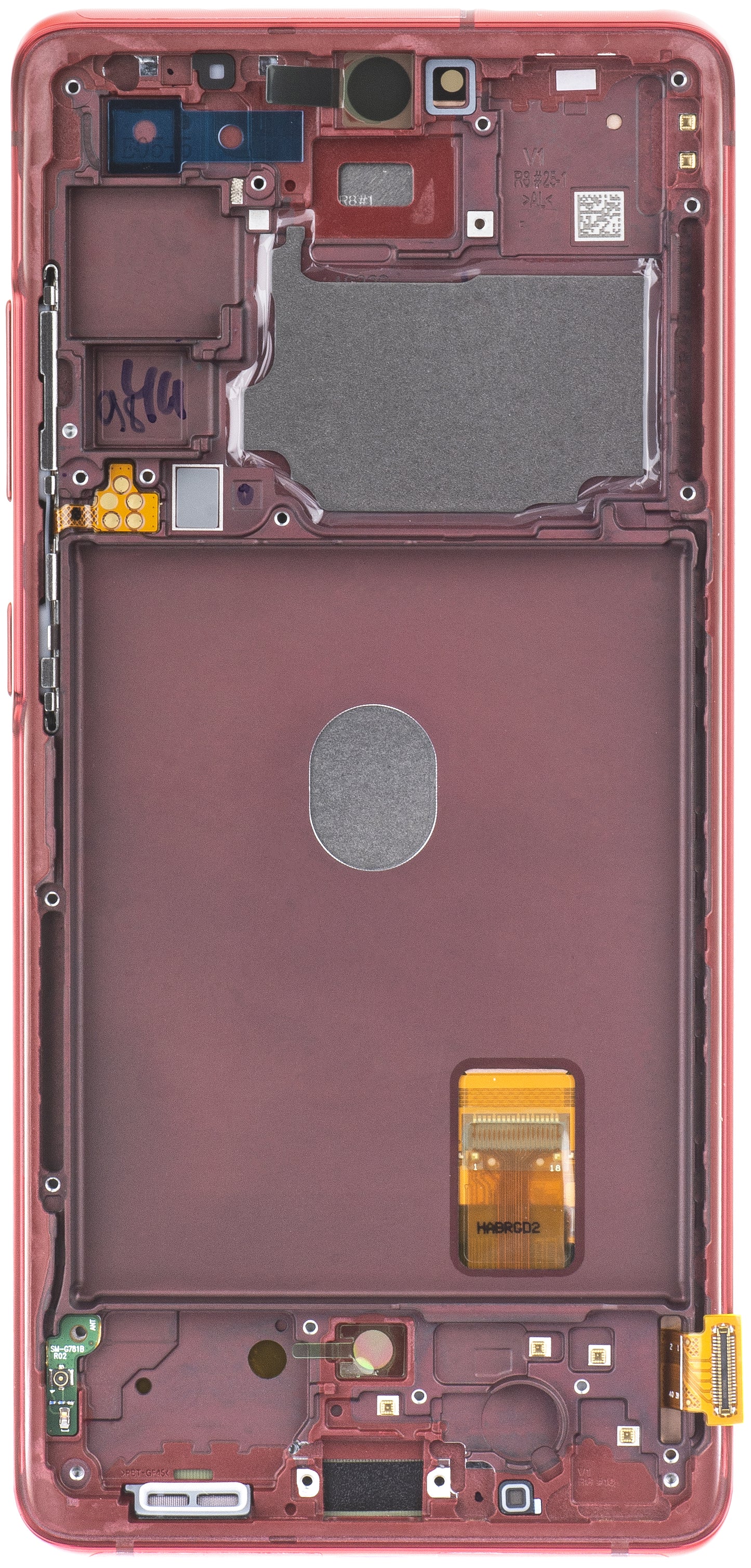 Berøringsskjerm Samsung Galaxy S20 FE 5G G781, med ramme, rød, Service Pack GH82-24214E