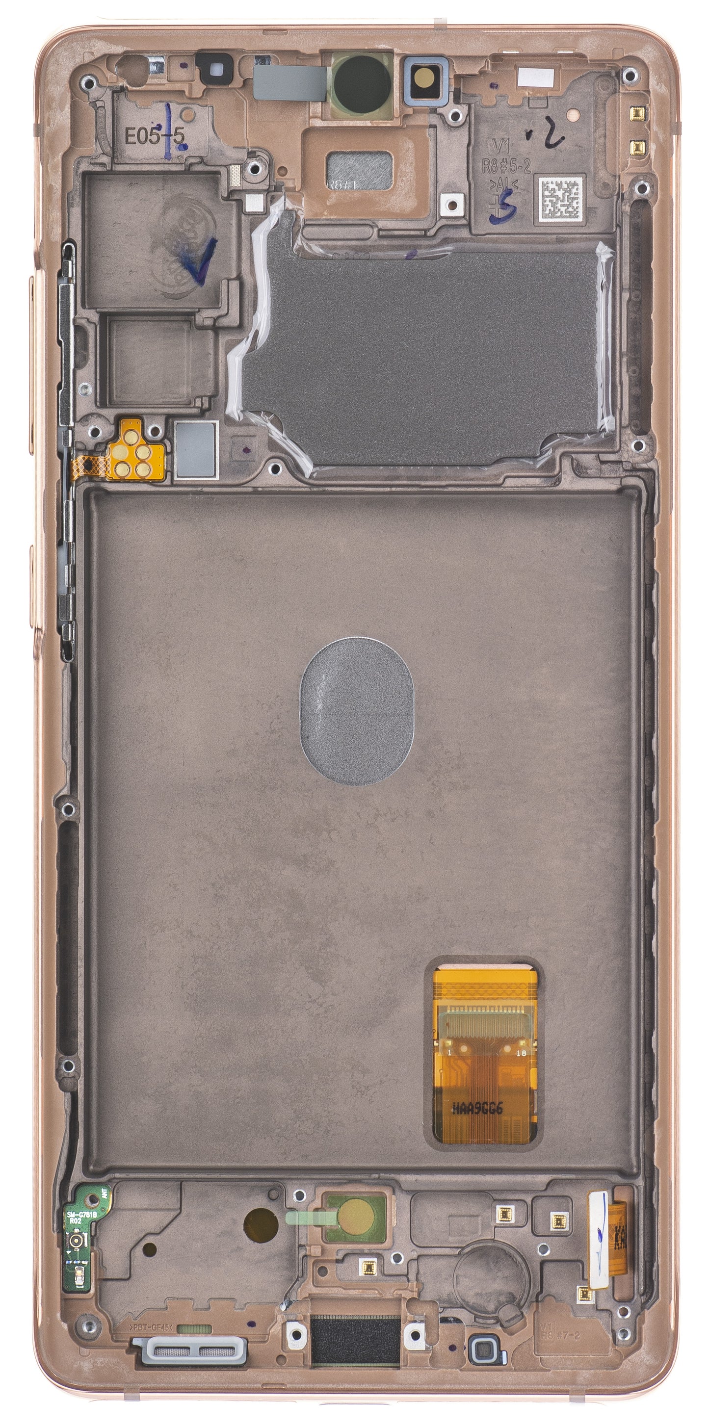 Berøringsskjerm Samsung Galaxy S20 FE 5G G781, med ramme, oransje, servicepakke GH82-24215F