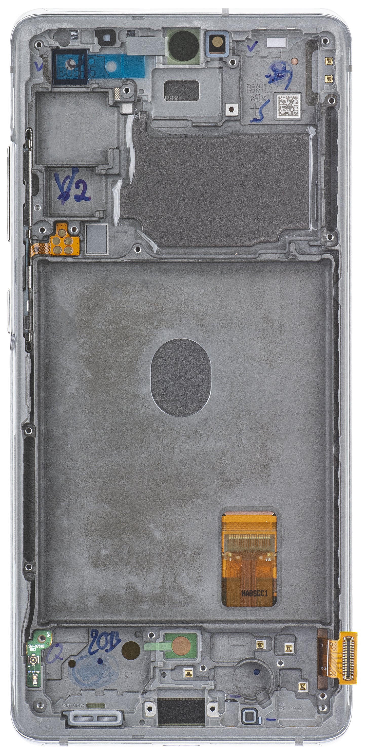 Berøringsskjerm Samsung Galaxy S20 FE 5G G781, med ramme, hvit, servicepakke GH82-24214B