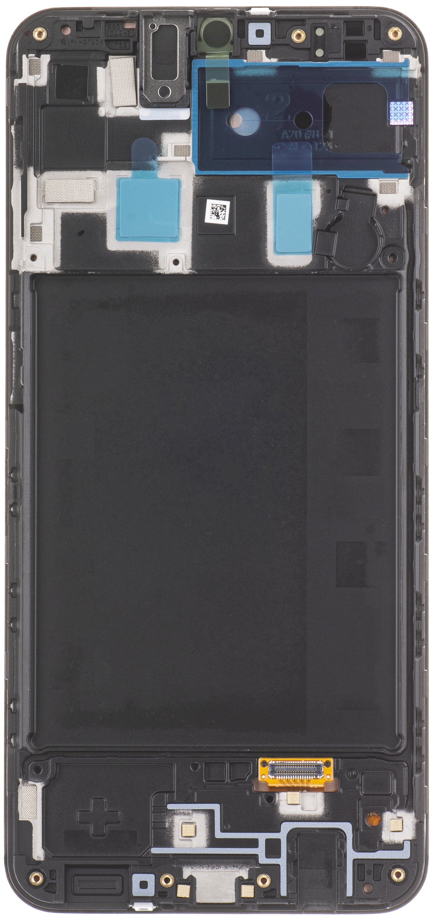 Berøringsskjerm Samsung Galaxy A20 A205, med ramme, svart, servicepakke GH82-19571A