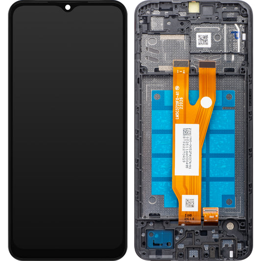 Berøringsskjerm Samsung Galaxy A03 Core A032, med ramme, svart, servicepakke GH81-2171711A