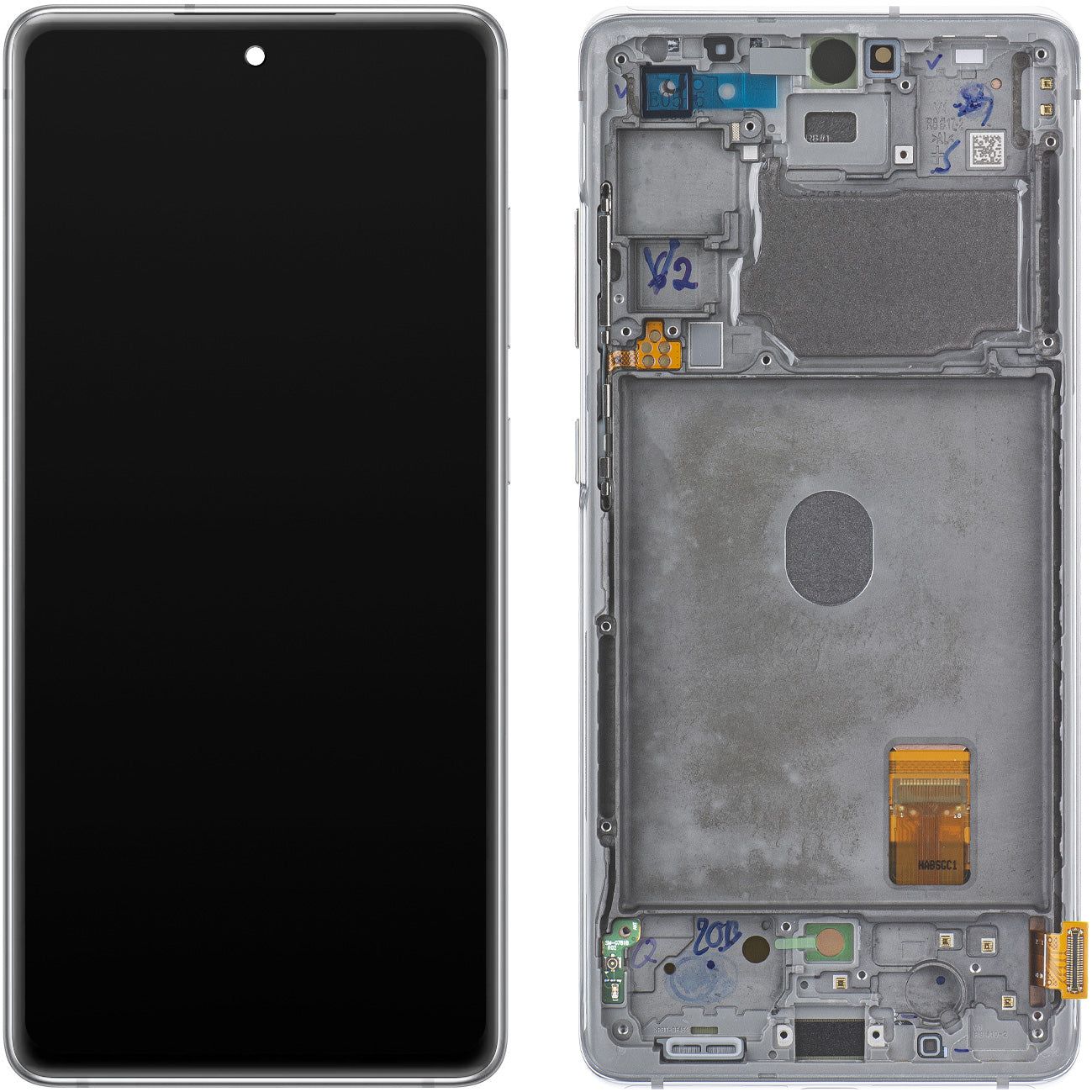 Berøringsskjerm Samsung Galaxy S20 FE 5G G781, med ramme, hvit, servicepakke GH82-24214B