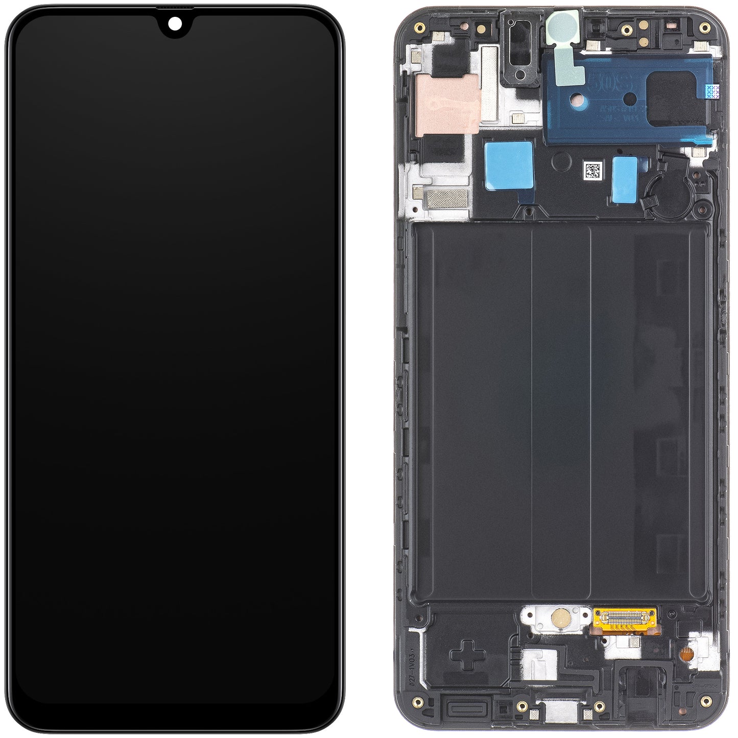 Berøringsskjerm Samsung Galaxy Galaxy A50s A507, med ramme, svart, servicepakke GH82-2111193A