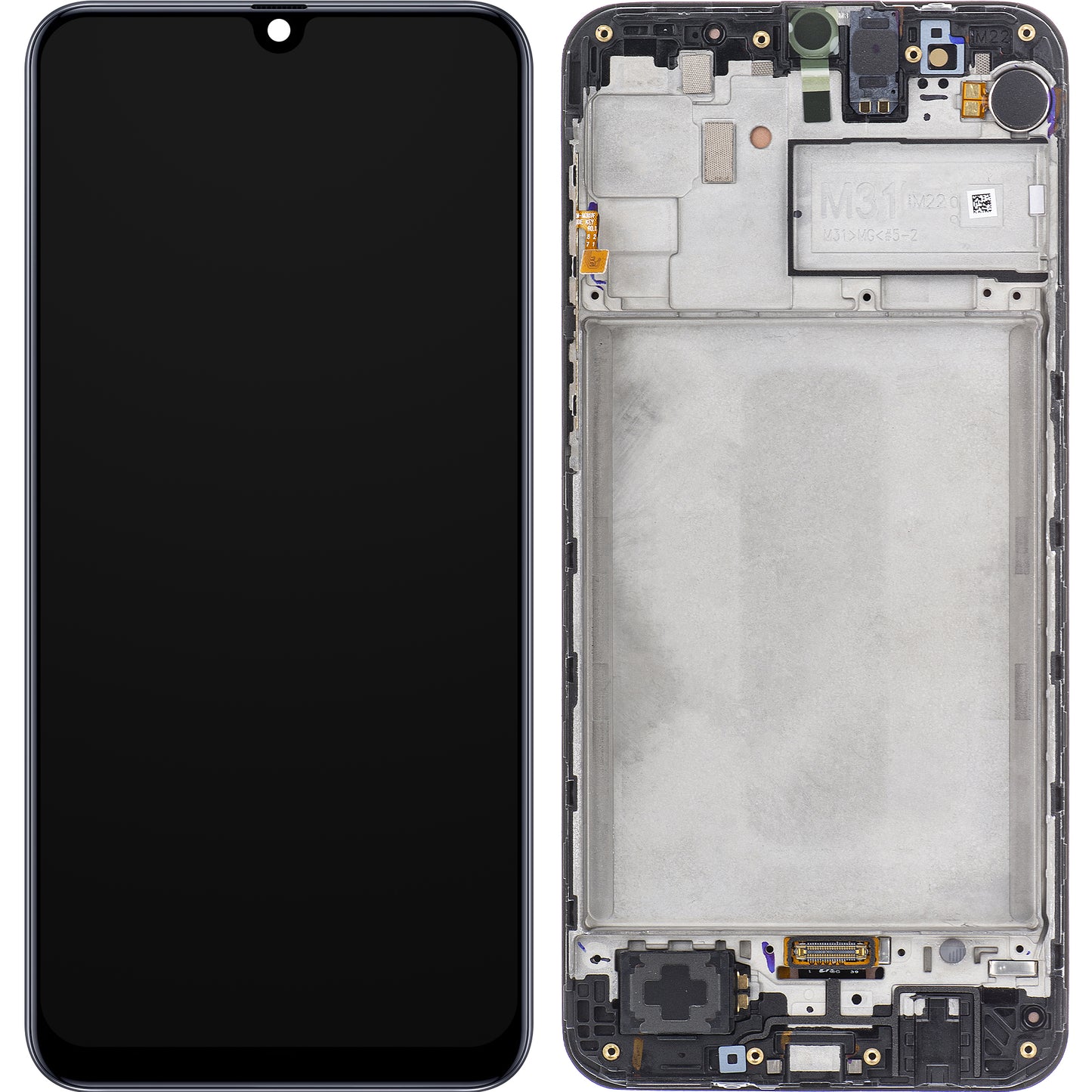 Display med berøringsskjerm Samsung Galaxy M31 M315, med ramme, svart, Service Pack GH82-22405A