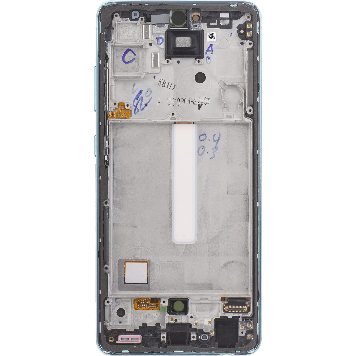 Berøringsskjerm Samsung Galaxy A52 5G A526 / A52 A525, med ramme, blå, servicepakke GH82-2555524B