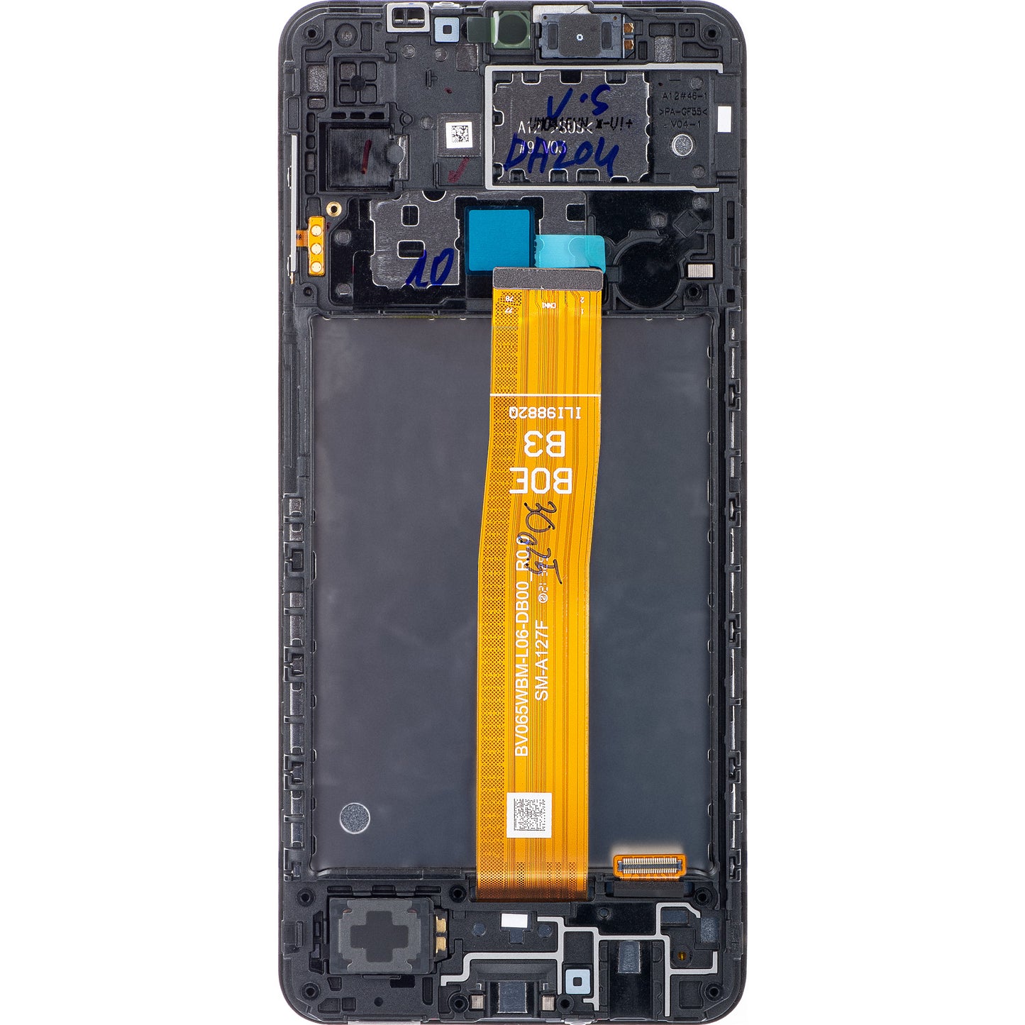 Berøringsskjerm Samsung Galaxy A12 Nacho A127, med ramme, svart, servicepakke GH82-26486A