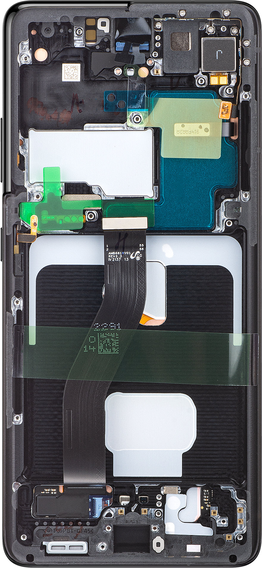 Samsung Galaxy Galaxy S21 Ultra 5G G998 berøringsskjerm med ramme, svart, servicepakke GH82-26035A