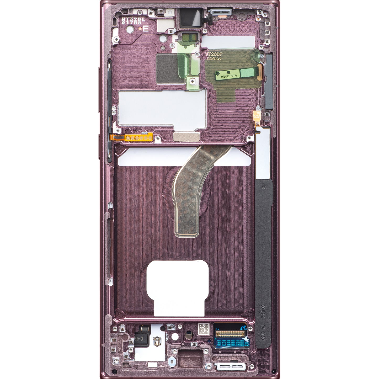 Berøringsskjerm Samsung Galaxy S22 Ultra 5G S908, med ramme, lilla, servicepakke GH82-2747488B