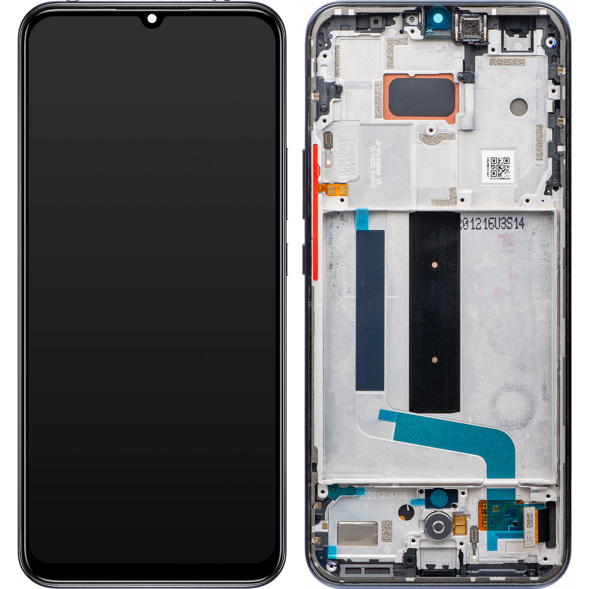 Display med berøringsskjerm Xiaomi Mi 10 Lite 5G, med ramme, grå, servicepakke 56000400J900