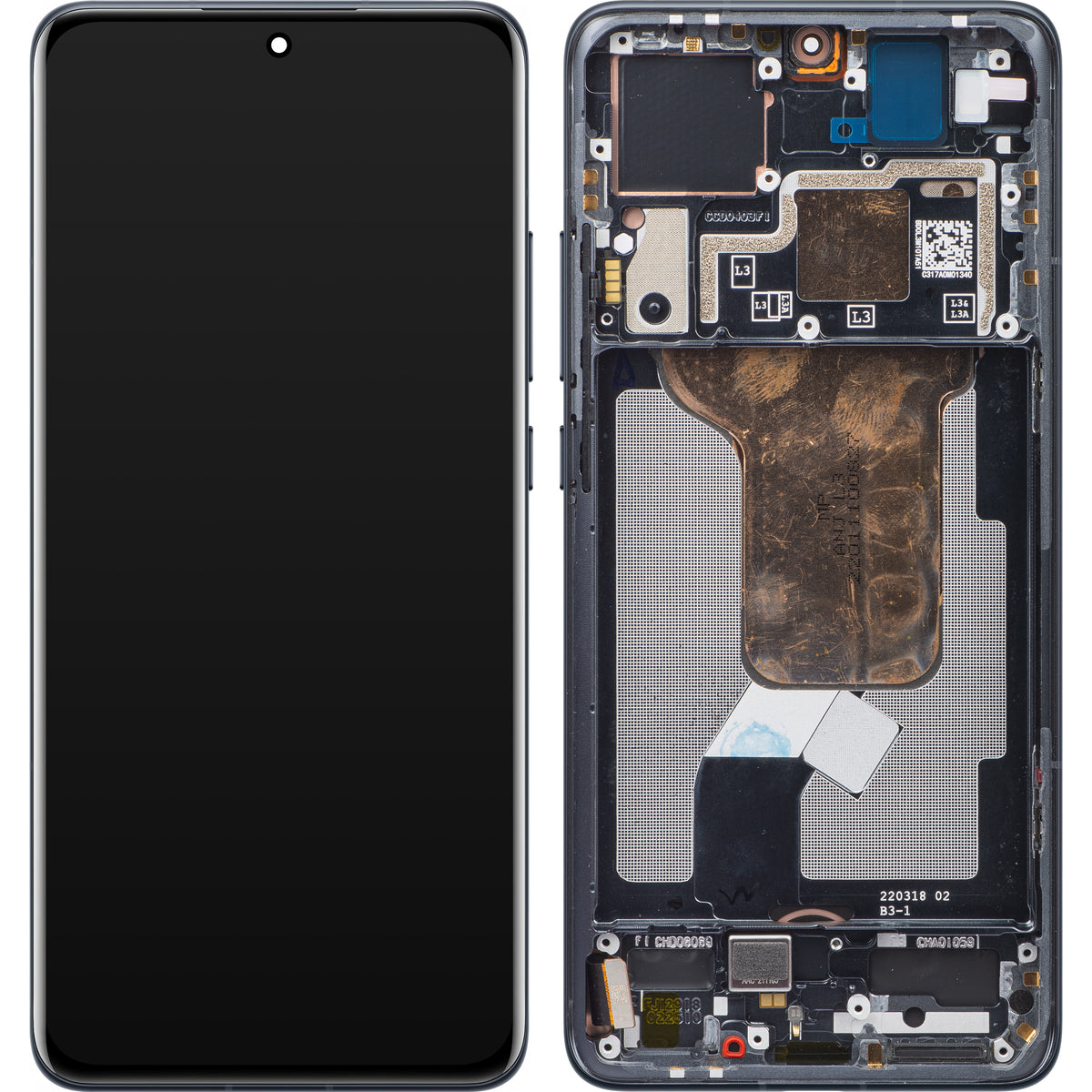 Display med Touchscreen Xiaomi 12S / 12X / 12, med Ramme, Grå, Servicepakke 5600030L3A00