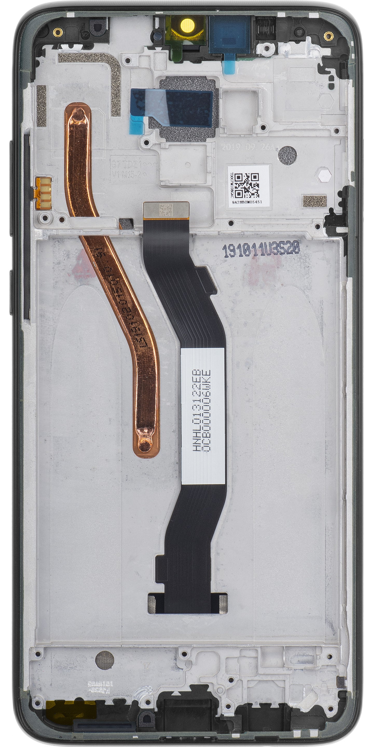 Xiaomi Redmi Note 8 Pro berøringsskjerm med ramme, svart, Servicepakke 56000500500G700