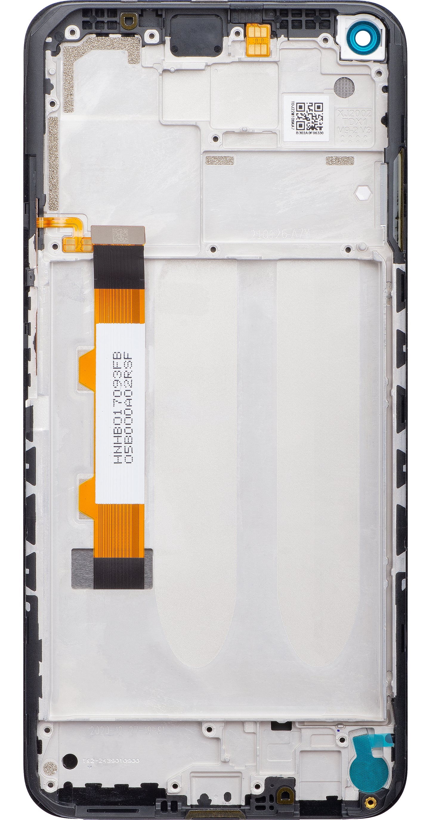 Berøringsskjerm Xiaomi Redmi Note 9 5G / Redmi Note 9T 5G, med ramme, svart, Servicepakke 5600030J2200