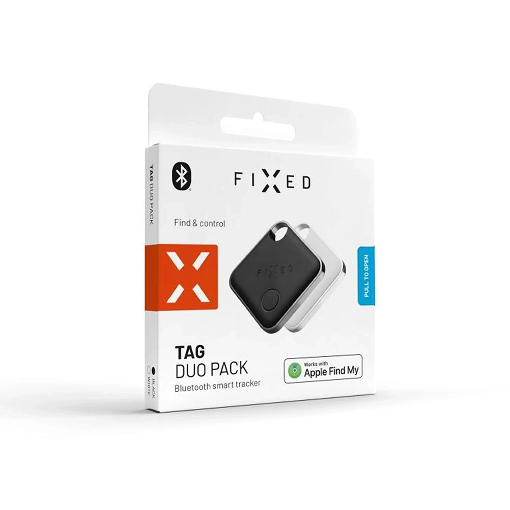 Fixed SmartTag Duo for iOS, Set 2 Stykker, Hvit / Svart