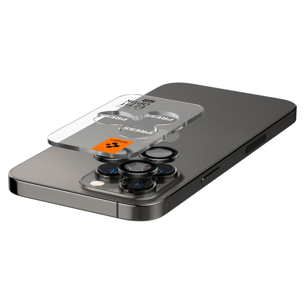 Beskyttelsesfilm for bakre kamera Spigen GlastR EZ FIT Optik Pro for Apple iPhone 17 Pro Max, Herdet glass, Sett med 2 stykker, Svart AGL05205