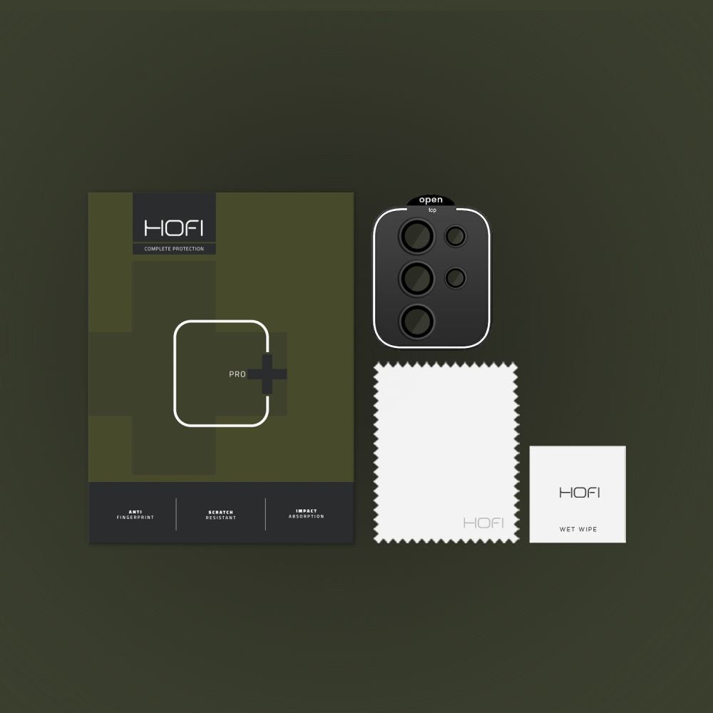 Beskyttelsesfolie for bakre kamera HOFI CamRing PRO+ for Samsung Galaxy S24 Ultra S928, Herdet glass, Svart