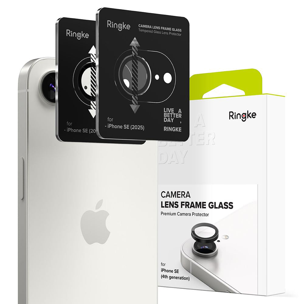 Beskyttelsesfolie Ringke Bakre Kamera for Apple iPhone 17e / 16e, Herdet Glass, Sett med 2 stykker, Svart
