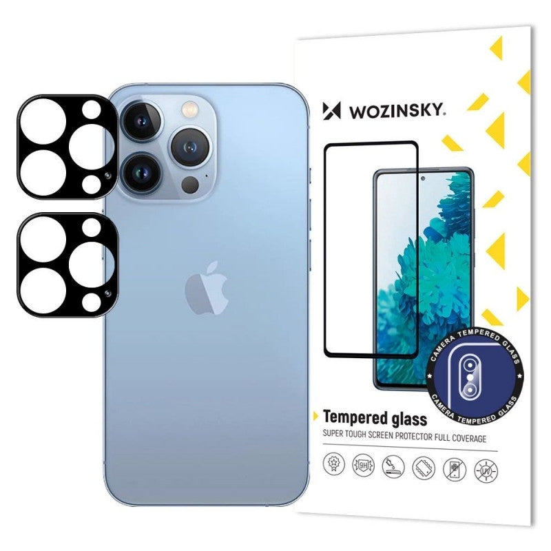 Beskyttelsesfilm for bakre kamera WZK for Apple iPhone 17 Pro Max, Herdet glass, Sett med 2 stykker, Svart