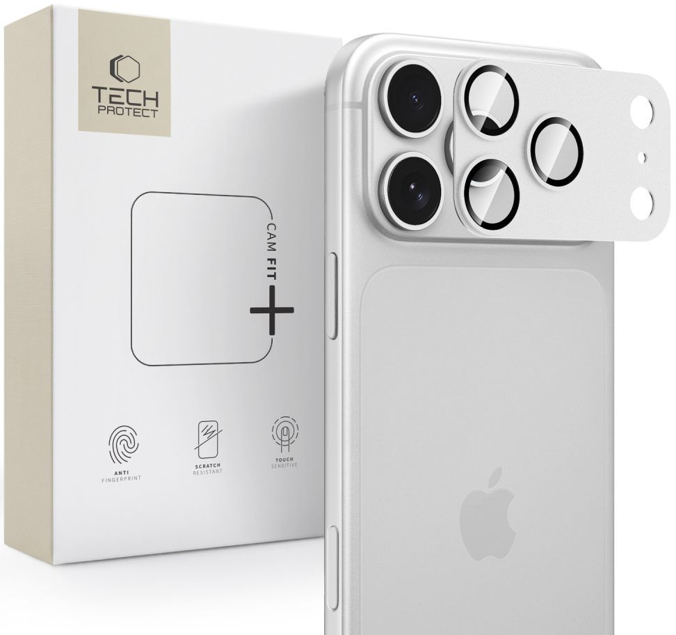 Beskyttelsesfilm for bakre kamera Tech-Protect CamFull Fit+ for Apple iPhone 18 Pro, herdet glass, sølv