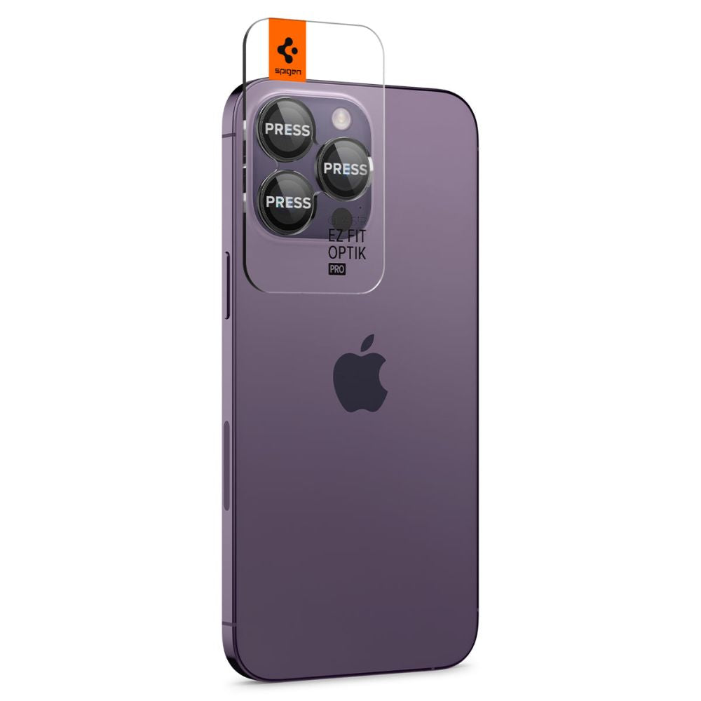 Beskyttelsesfilm for bakre kamera Spigen GlastR EZ FIT Optik Pro for Apple iPhone 17 Pro Max, Herdet glass, Sett med 2 stykker, Svart AGL05205