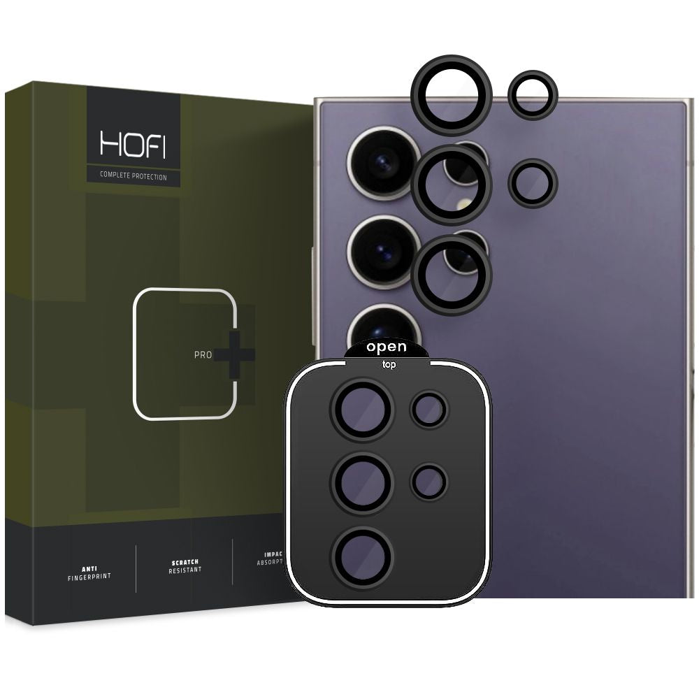 Beskyttelsesfolie for bakre kamera HOFI CamRing PRO+ for Samsung Galaxy S24 Ultra S928, Herdet glass, Svart
