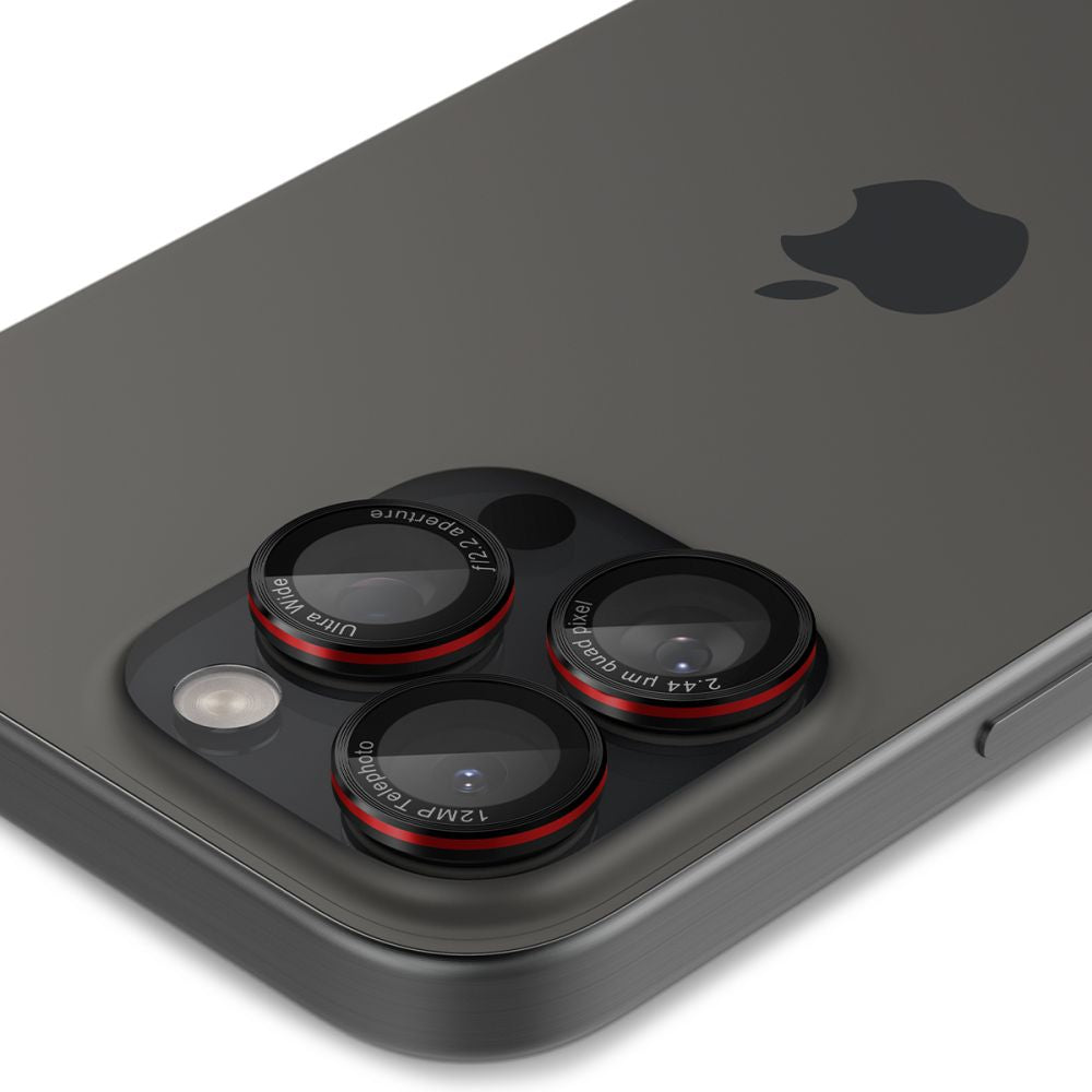 Beskyttelsesfilm for bakre kamera Spigen GlastR EZ FIT Optik Pro for Apple iPhone 17 Pro Max, Herdet glass, Sett med 2 stykker, Rød AGL05217
