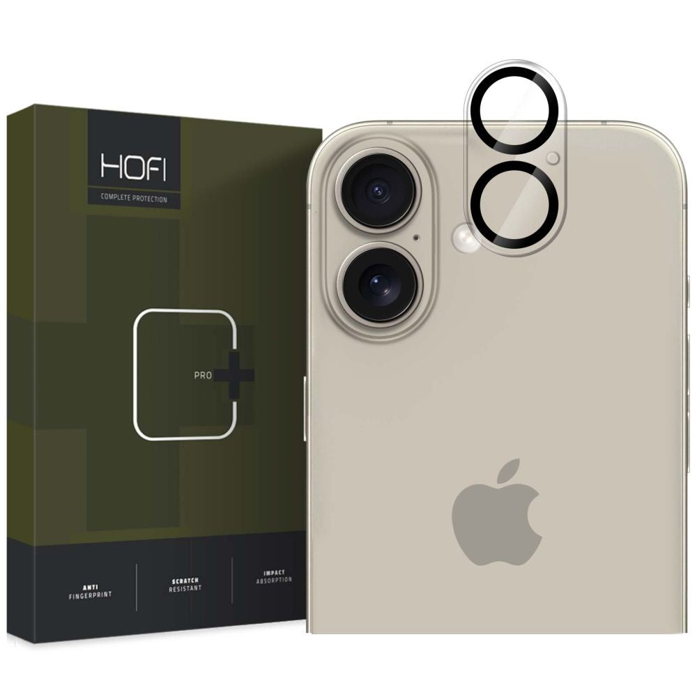 Beskyttelsesfilm for bakre kamera HOFI CAM PRO+ for Apple iPhone 16 Plus / 16, Herdet glass, Svart