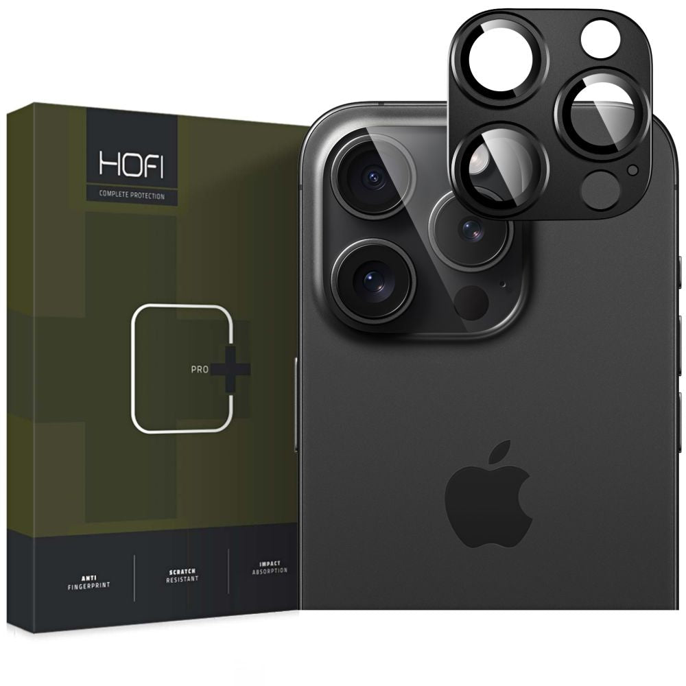 Beskyttelsesfolie for bakre kamera HOFI Fullcam for Apple iPhone 16 Pro Max / 16 Pro, Herdet glass, Svart