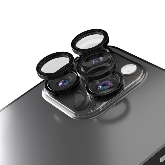 Etteri bakkamera beskyttelsesfilm for Apple iPhone 16 Pro Max / 16 Pro, herdet glass, svart