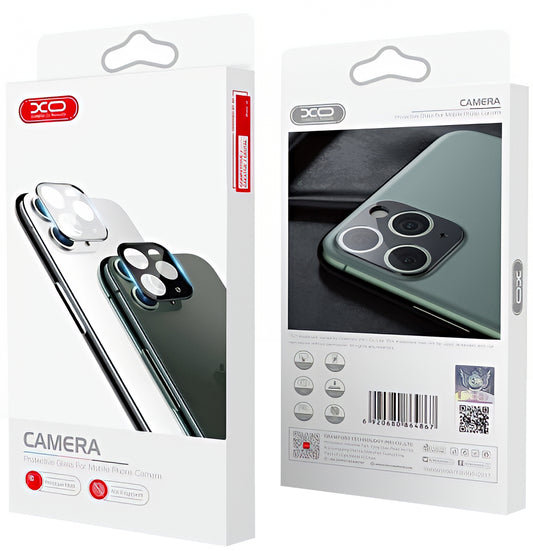 Bakre kameralinsebeskytter XO Design 3D for Apple iPhone 12 Pro Max, Herdet glass, Svart