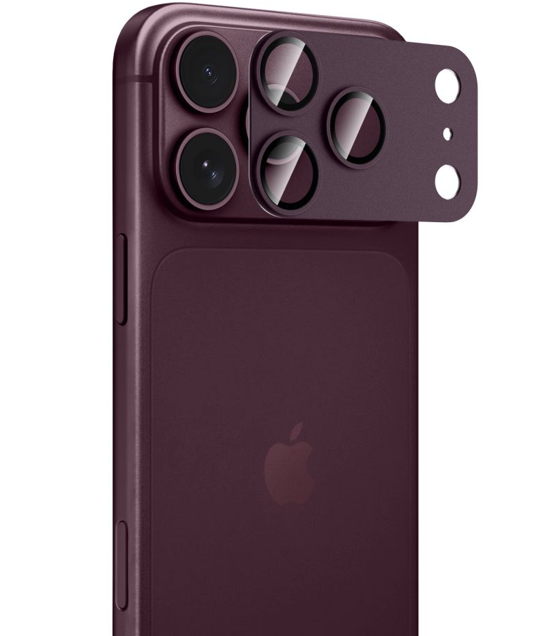 Bakre kamerabeskyttelse Tech-Protect CamFull Fit+ for Apple iPhone 18 Pro Max, Herdet glass, Burgunder rød